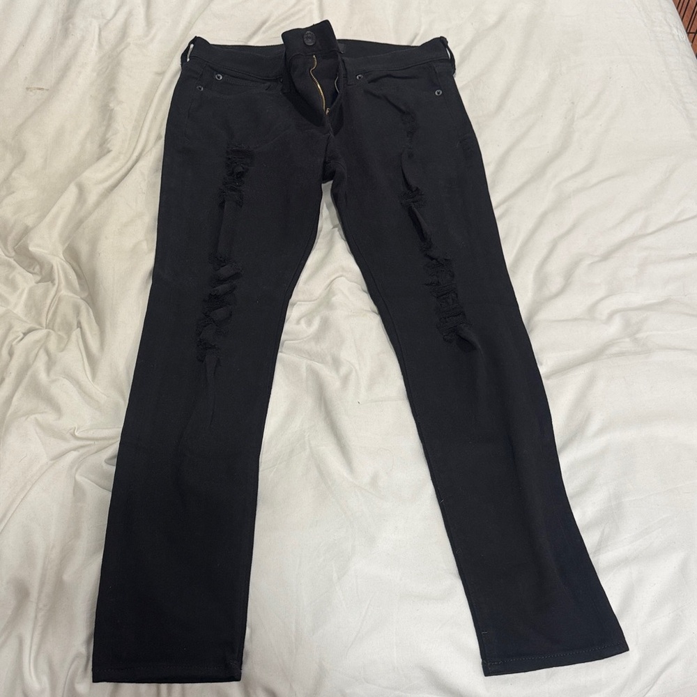 Express Black Sexy Ripped Women skinny Jean Leggings Size 10